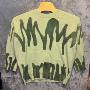 2078 |‎ Princess Polly Abstract Drip Knit Oversized Sweater Green Womens M/L thumbnail 1