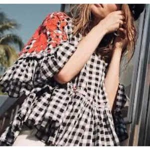 Anthropologie Pankaj & Nidhi checkered gingham embroidered floral swing blouse s thumbnail 13