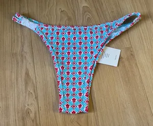 Cupshe Blue and Red Patterned Bikini Bottom thumbnail 1