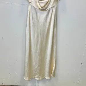 Selfie Leslie Champagne Satin‎ Strapless Cowl Back Maxi Dress Cream Women's XS thumbnail 7