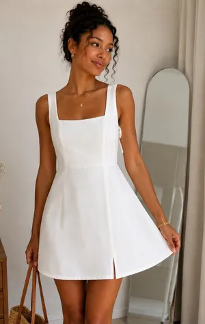 NWT! Lulus Women’s White Bow Strap Mini Dress. Size: Medium thumbnail 1