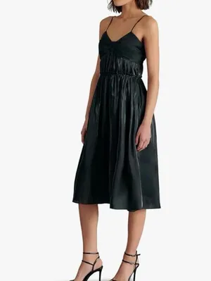 Steve Madden Women's Saphire Dress Size Medium, Black Satin Material thumbnail 2