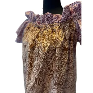Free People Paisley Mini Dress Small Bow Sleeve Off Shoulder Cotton Pockets Boho thumbnail 11