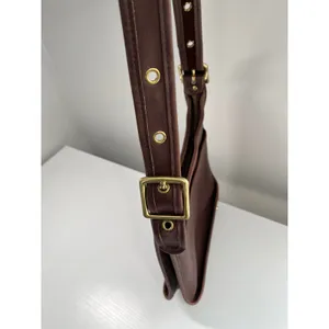 Vintage Unbranded Mahogany Leather Ergo‎ Crossbody Bag Minimalist 90s Style thumbnail 12