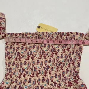 BOG Collective Floral Smocked Jumpsuit M Boho Wide Leg Puff Sleeve NWT thumbnail 5