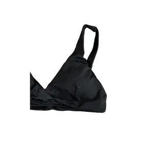 NWT Andie The Belmar Top Twisted V Neck Plunge Bikini Swim Removable Cup S Black thumbnail 2