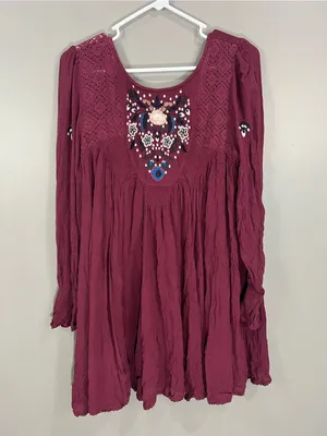 Free People Mohave Embroidered Long Sleeve Mini dress Size Medium thumbnail 3