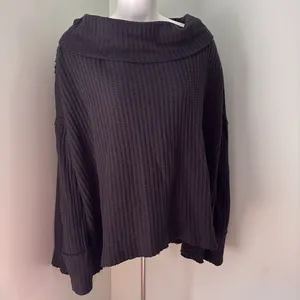 Free People Juicy Waffle Knit Open Back Sweater Black Medium NEW thumbnail 3