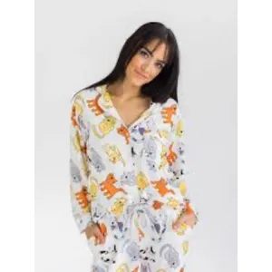 Aegean Apparel Cat Print 100% Cotton Pajama Set White Womens Medium EUC thumbnail 5