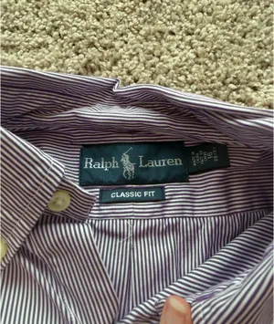 Purple and White Striped Button Down Shirt thumbnail 3
