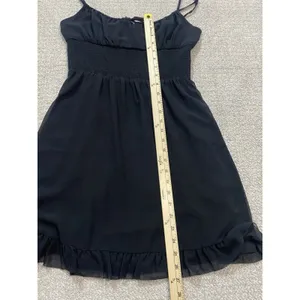 Aritzia Wilfred Black Smocked Mini Dress with Ruffle Hem Size M thumbnail 14