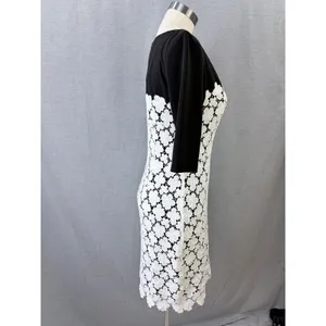 Suzi Chin for Maggy Boutique Black White Lace Overlay Sheath Dress 3/4‎ Sleeve 8 thumbnail 2