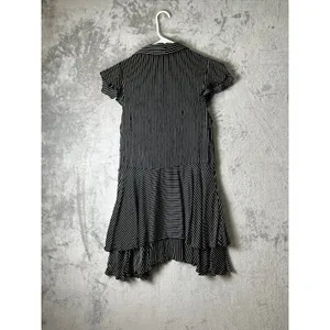 Alice + Olivia Moore Pinstripe Ruffle Shirt Dress Black White Size Small Office thumbnail 4