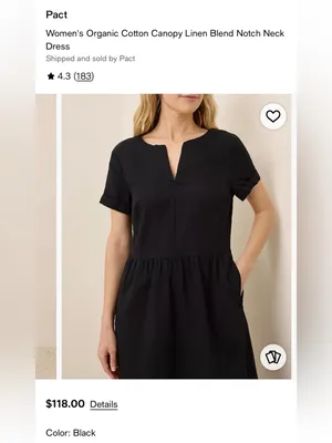 Pact‎ Organic Cotton Canopy Linen Blend Notch Neck Dress M thumbnail 7