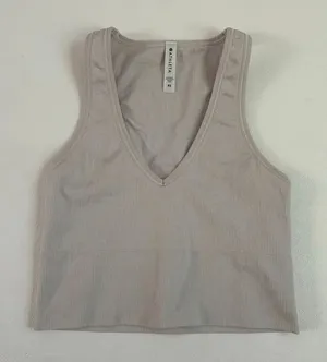 Athleta Ribbed Crop Tank Top Women’s XS Gray V-Neck Sleeveless Activewear thumbnail 1