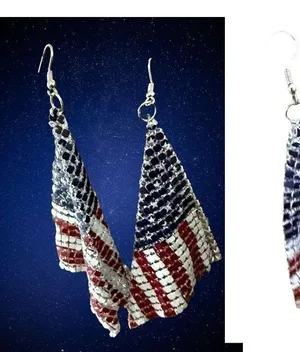 Handmade New American Flag Earrings Drop Dangle Stars Stripes Patriotic July 4 Ve… thumbnail 9