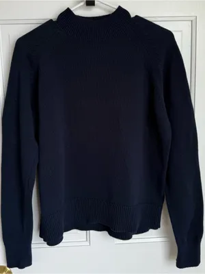 Quince Organic Cotton Navy Mock Neck Sweater‎ Size Small thumbnail 2