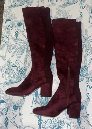 Marc Fisher Burgundy Over-the-Knee Block Heel Boots thumbnail 1