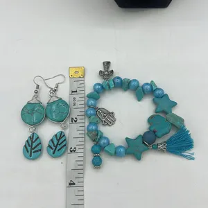 Necklace Earrings Bracelet Turquoise/Silver Hand Made thumbnail 6