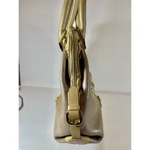 FZNzi Vintage Metallic Gold Satchel Handbag Studded Doctor Bag Top Handle Purse thumbnail 5