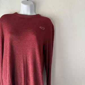 Hollister Sweater Y2k Large Red Plaid‎ Flannel Layered Look Long Sleeve Top thumbnail 2