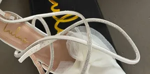 Lulus Lelanee White Satin Rhinestone Bow Ankle Strap Pumps thumbnail 9