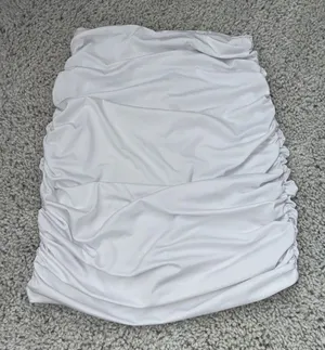 White Ruched Skirt Fits Womens Medium thumbnail 1