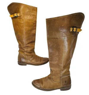 Frye Paige Tall Riding Boots Women's 9.5B Tan Leather Classic‎ Equestrian Chic thumbnail 1