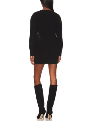 Lovers Friends Norina Cardigan Dress Black Chains Knit Edgy Chunky Sweater Mini thumbnail 2