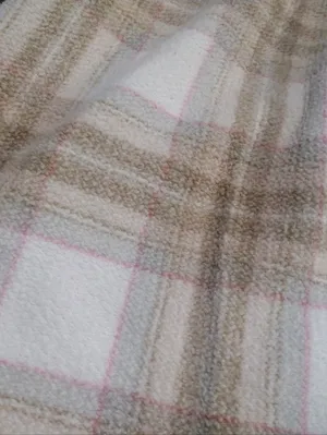American Eagle Tan And Pink Plaid Fleece And Love Shacket thumbnail 4