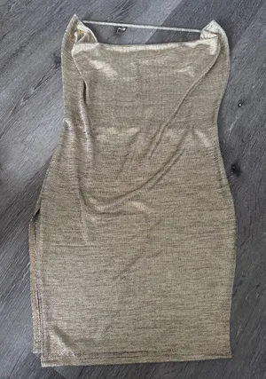 Gold Metallic Backless Halter Dress (S) thumbnail 1