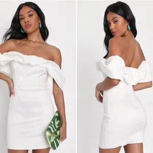 LULUS Bridal Bachelorette Engagement Bridal Shower Sexy Off the Shoulder Mini thumbnail 2