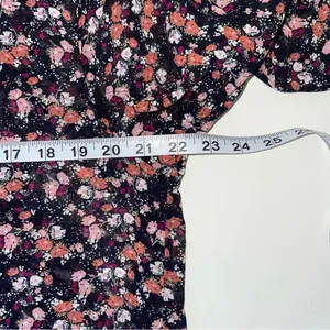 Maurices Blouse Black Pink Ditsy Floral V-neck Button Front NWT thumbnail 6