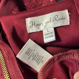 Honey and Rosie VTG Formal Short Dress Burgundy Bling SZ LG Mesh Y2K Baby Doll thumbnail 8