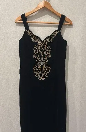 Vintage Black Velvet Scott McClintook Evening Gown | Size 8 thumbnail 1