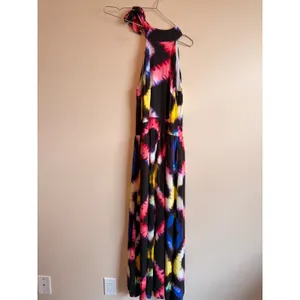 Busayo Collective Maxi Dress Womens 2 Multi Tie Dye Halter‎ Neck Bow Boho Summer thumbnail 4