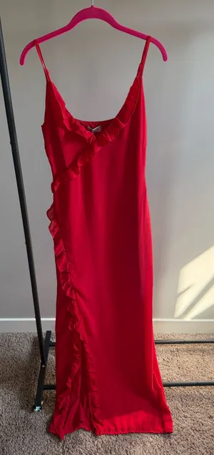 Beginning Boutique Nahanee Red Ruffle Maxi Dress thumbnail 1