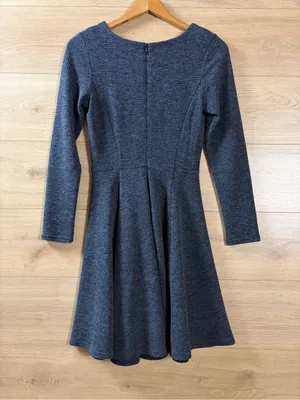 Collective Concepts Long Sleeve Fit-and-Flare Dress in Charcoal Gray thumbnail 5