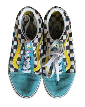 Vans Off the Wall Old Skool Crazy Check Neon Sneakers Mens 6.5 Womens 8 thumbnail 1