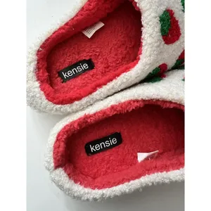 Kensie Sherpa Memory Foam Strawberry Print Slip On Slippers Women’s Size 8 thumbnail 7