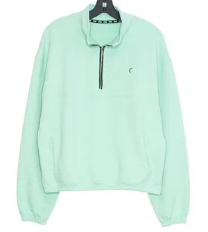 Zyia 1/4 Zip Pullover Y2K Athleisure Oversized Minimalist 90s Spearmint Medium thumbnail 1