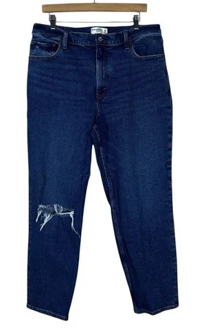 Abercrombie & Fitch The Mom High Rise Distressed Jeans Blue 90s Style Size 32/14 thumbnail 1