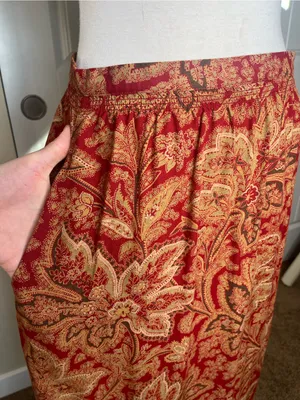 Vintage Y2K Laura Ashley Red Paisley Floral Maxi Skirt Womens Size 8 Bohemian thumbnail 5