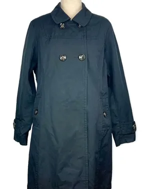 Jones New York Double Breasted Raincoat Trench Coat in Black thumbnail 1