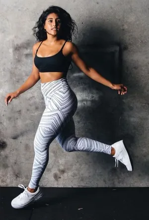 BuffBunny Slay Leggings Medium White Black Zebra Geometric High Waist Activewear thumbnail 1
