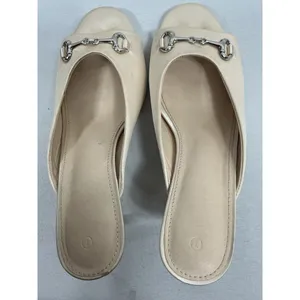 Womans Slipon Slide Sandals Size 7 Beige Cream Open Toe Stiletto thumbnail 6