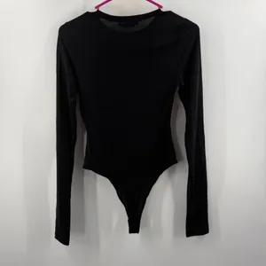 Alice + Olivia Bodysuit SZ Medium Black Hottie Long Sleeve NWT Crew Sheer $275 thumbnail 3