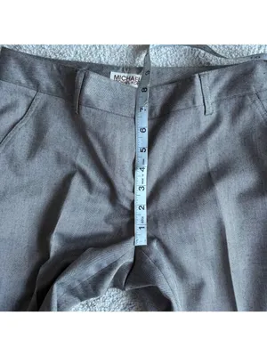 Michael Michael Kors Gray Herringbone Dress Pants Straight Leg Career Workwear thumbnail 9