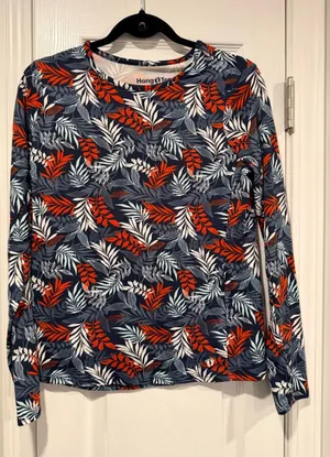 NWT Hang Ten Size S UPF 50+ Tropical Floral Long Sleeve Rash Guard Swim Shirt thumbnail 1