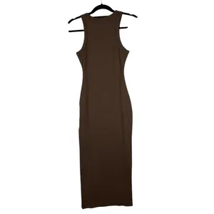 Meshki Dress‎ Women's Small Brown Ribbed Knit Side Slit Bodycon Sleeveless thumbnail 2